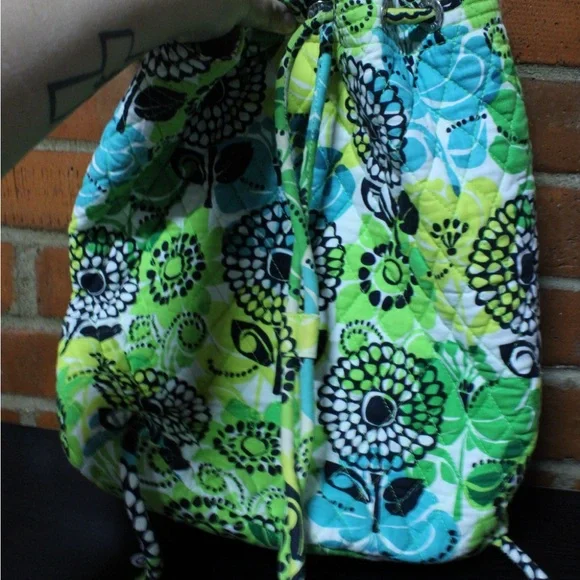 Vera Bradley Backpack Lime's Up Green Floral - Picture 4 of 4